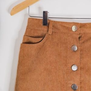 BOOHOO Corduroy Button Skirt